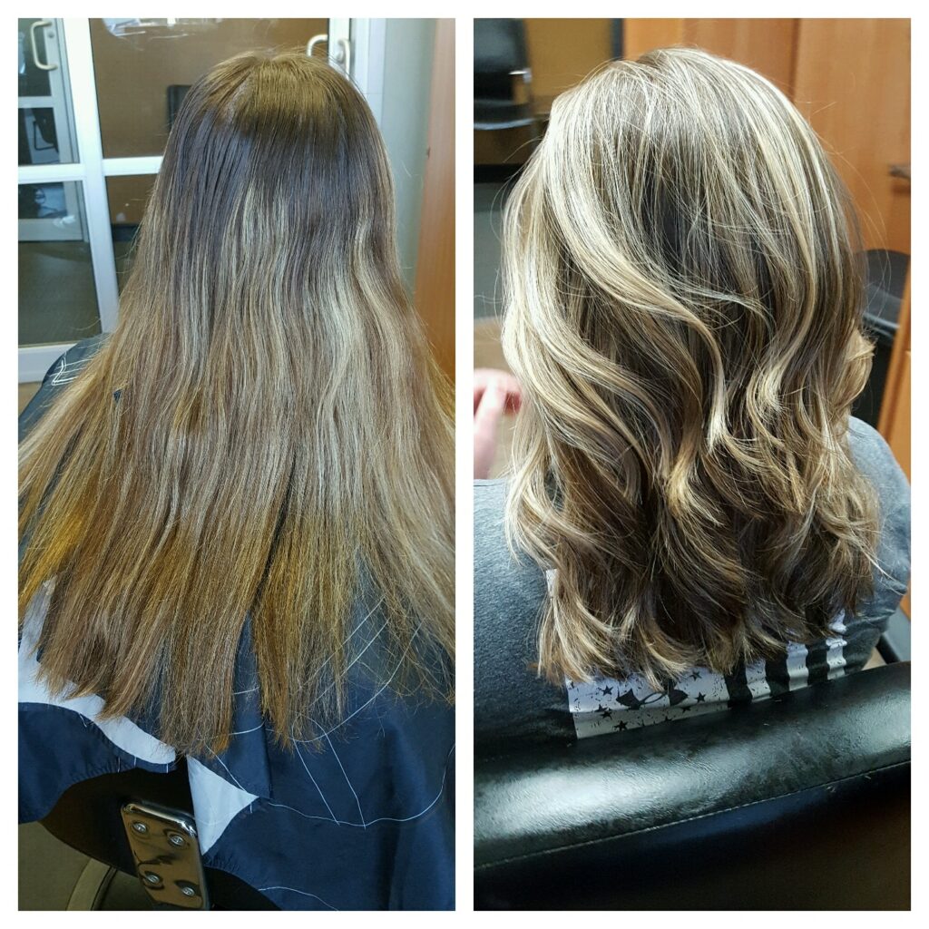 Before and after: Dimensional highlights by Gabriela's Hair Studio